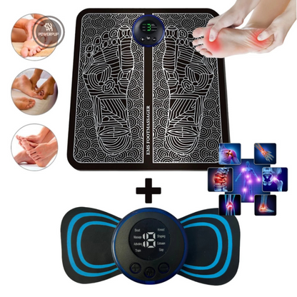 KIT MASSAGEM - Tapete e Massageador Elétrico - Dor nos Pés e Musculares