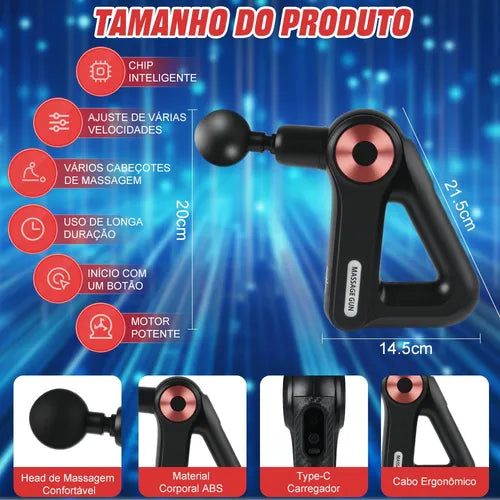 TRIANGULAR PISTOLA MASSAGEM - Muscular Elétrico Portatil Corporal 9 Níveis BM-F1021 - Bivolt