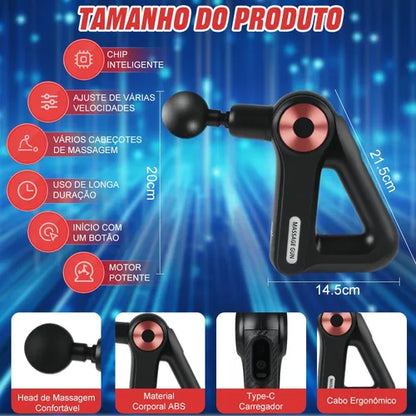TRIANGULAR PISTOLA MASSAGEM - Muscular Elétrico Portatil Corporal 9 Níveis BM-F1021 - Bivolt
