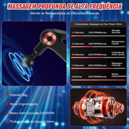 TRIANGULAR PISTOLA MASSAGEM - Muscular Elétrico Portatil Corporal 9 Níveis BM-F1021 - Bivolt